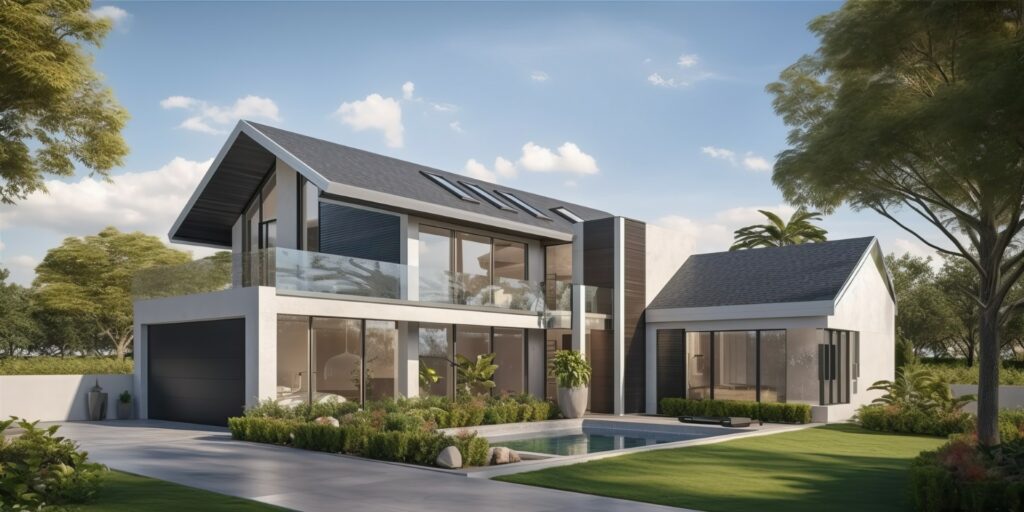 3d,Rendering,Of,A,Modern,Impressive,Villa,With,Swimming,Pool