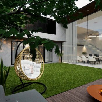 3d rendering. Interior house modern open living space